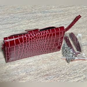 NWOT Just Solutions Eye Pockit burgundy Croco convertible clutch bag